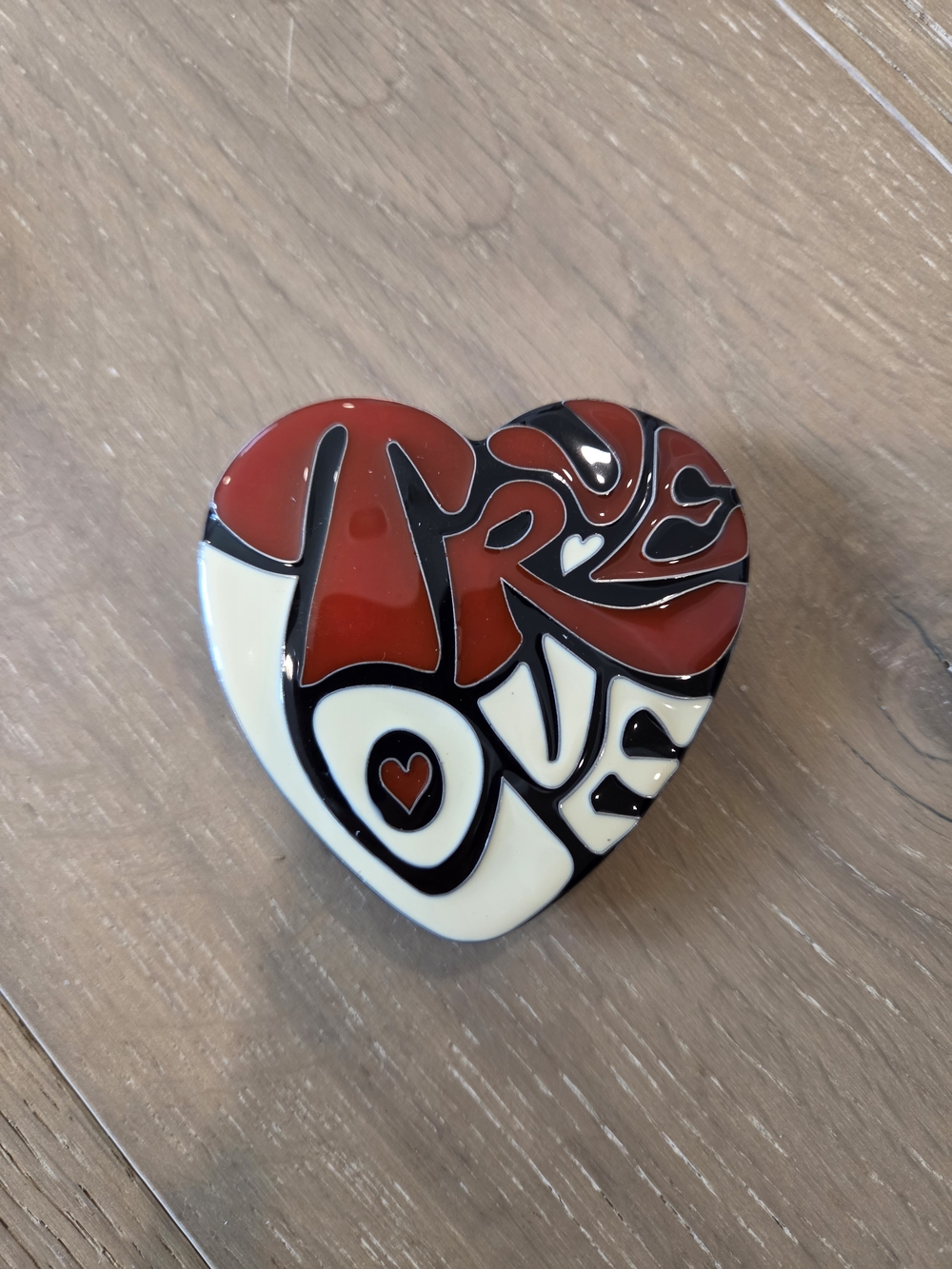 True Love Heart Shaped Red Black Enamel Metal Belt Buckle